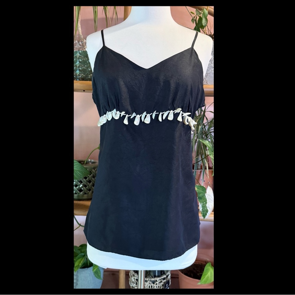 White House Black Market Silk Camisole Shell Embellished Size Medium